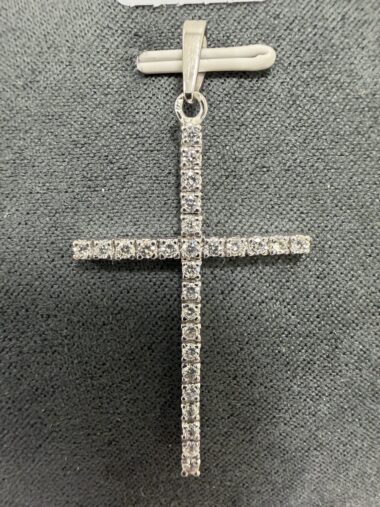 Pendentif Croix Or Blanc & diamants