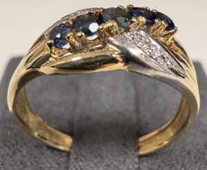 Bague 5 Saphirs Rond et diamants