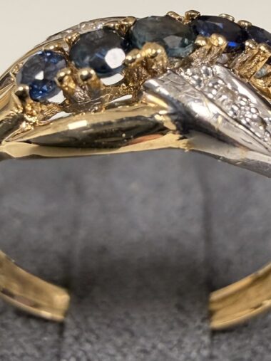 Bague 5 Saphirs Rond et diamants