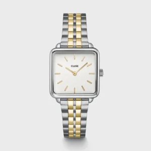 Montre Cluse La Tétragone acier blanc crème, bicolore CW10313
