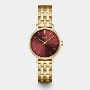 Montre Cluse Boho Chic Petite acier, cerise foncé, dorée CW10505