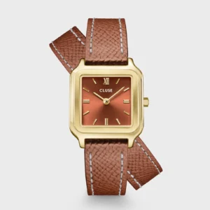 Montre Cluse Gracieuse Petite Double cuir, Nutshell, dorée CW11810
