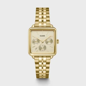 Montre Cluse La Tétragone Multifunction acier, entièrement dorée CW13801