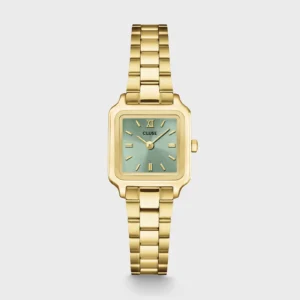 Montre Cluse Gracieuse Mini acier, vert sauge, dorée CW15505