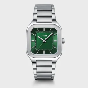 Montre Cluse Quadrus acier, vert, argentée CW25702