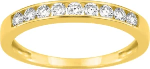 Alliance taille 54 demi diamant synthétique f-vs 0.30ct or 375/1000 jaune