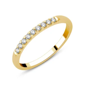 Alliance taille 54 Demi doubles griffes 9dts 0,12cts Or 750/1000 Jaune