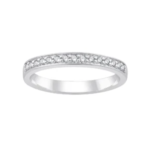 Alliance taille 54 Demi rail + griffes 13dts 0,14cts Or 750/1000 Gris rhodié