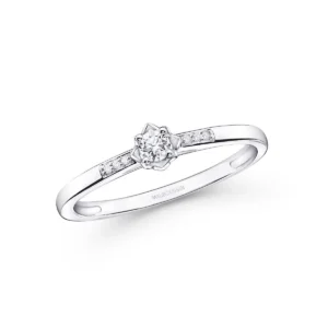 Bague empierrée Mauboussin taille 53 ma reine d'amour n'1 or gris et diamants centre diamant hsi env. 0.1oct Or 750/1000 Gris rhodié