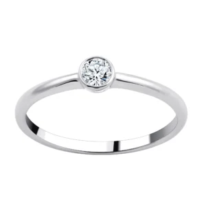 Bague empierrée taille 54 1 diamants 0,13cts or blanc 750/1000 Gris rhodié