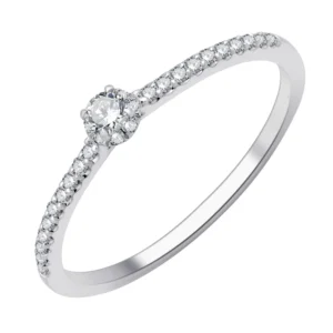 Bague empierrée taille 54 29 diamants 0,15 ct or blanc 750 Or 750/1000 Gris rhodié