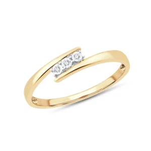 Bague empierrée taille 54 3 diamants 0,010 cts 375/1000eme Or 375/1000 Jaune