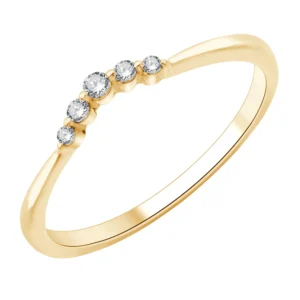 Bague empierrée taille 54 5 diamants 0,064 ct or jaune 750 Or 750/1000