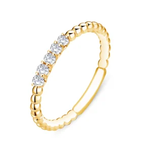 Bague empierrée taille 54 5 diamants 0,08 ct min or jaune 750 eme Or 750/1000