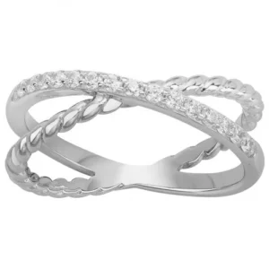 Bague empierrée taille 54 argent. et 15 oxyde de zirconium gris rhodié
