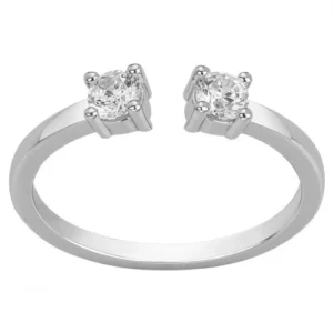 Bague empierrée taille 54 argent. et 2oxydes de zirconium gris