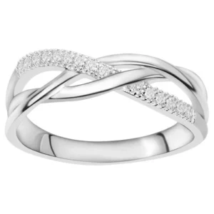 Bague empierrée taille 54 argent. oxydes de zirconium t.54 gris rhodié
