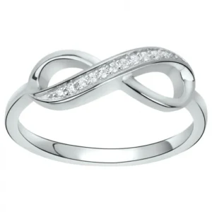 Bague empierrée taille 54 argent. oxydes de zirconium t.54 gris rhodié