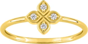Bague empierrée taille 54 diamant 0.05ct gh-p1p2 or 750/1000 jaune