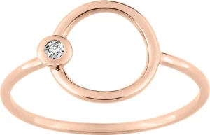Bague empierrée taille 54 diamant.pastillé 0.01ct gh-p1p2 or7 Or 750/1000 Jaune