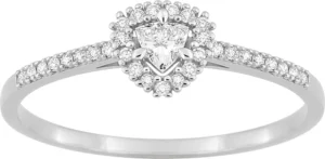 Bague empierrée taille 54 diamant synthétique f-vs 0.18ct or 375/1000 blanc Gris rhodié