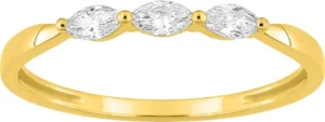 Bague empierrée taille 54 diamant synthétique f-vs 0.19ct or 375/1000 jaune
