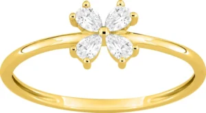 Bague empierrée taille 54 diamant synthétique f-vs 0.20ct or 375/1000 jaune
