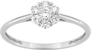 Bague empierrée taille 54 diamant synthétique f-vs 0.26ct or 375/1000 blanc Gris rhodié