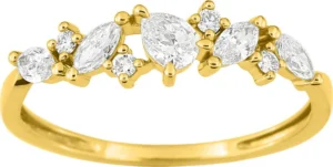 Bague empierrée taille 54 diamant synthétique f-vs 0.46ct or 375/1000 jaune