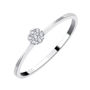 Bague empierrée taille 54 diamants 0,05ct or blanc 750 eme Or 750/1000 Gris rhodié