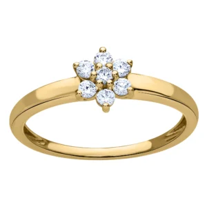 Bague empierrée taille 54 Or 375/1000 bague oxydes 1.9mm Jaune