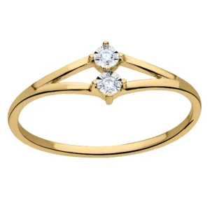 Bague empierrée taille 54 Or 750/1000 bague diamant hp1 0.03ct Jaune