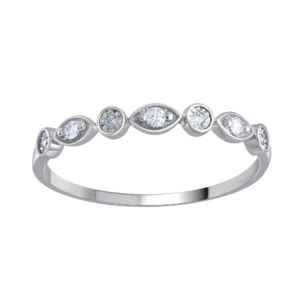 Bague empierrée taille 54 Or 750/1000 bague diamants 0.068ct Gris rhodié