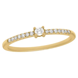 Bague empierrée taille 54 Or 750/1000 bague diamants 0.145 ct hp1 Jaune