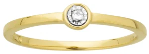 Bague empierrée taille 54 Or 750/1000 bague pastille diamants 0.02ct rh Jaune