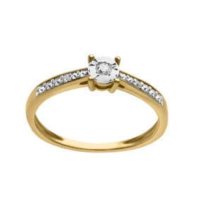 Bague empierrée taille 54 Or 750/1000 bague rhodie diamants 0.047 ct hp1 Jaune