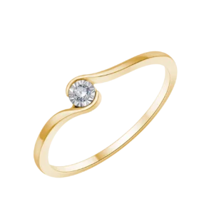 Bague empierrée taille 54 or jaune 1 diamants 0,015cts 375/1000eme Or 375/1000