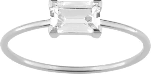 Bague empierrée taille 54 oxyde de zirc. or 375 blanc Or 375/1000 Gris
