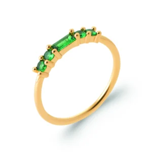 Bague empierrée taille 54 plaqué or 750 5mic ps jaune