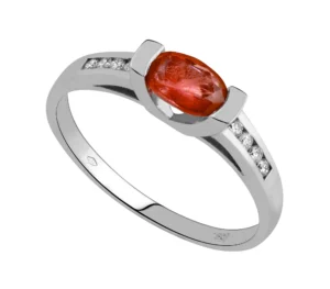 Bague empierrée taille 54 u & rails rubis 6x4 ovale 8 bts = 0.08ct hsi Or 750/1000 Gris