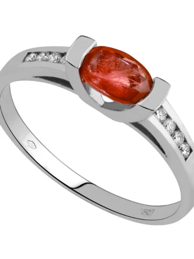 Bague empierrée taille 54 u & rails rubis 6×4 ovale 8 bts = 0.08ct hsi or 750/1000 gris