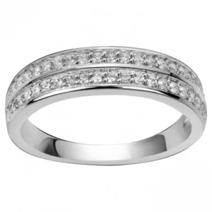 Bague empierrée taille 56 argent. oxydes de zirconium gris rhodié