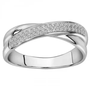 Bague empierrée taille 56 argent. oxydes de zirconium gris rhodié