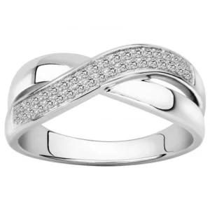 Bague empierrée taille 56 argent. oxydes de zirconium t.56 gris