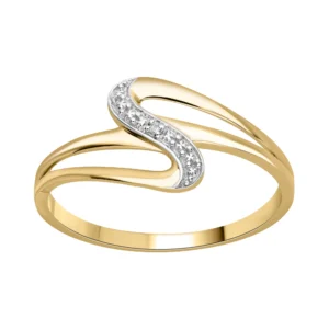 Bague empierrée taille 56 Or 750/1000 bague diamant hp1 rhodium Jaune