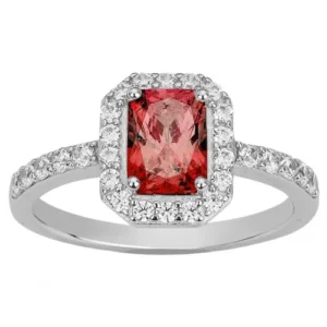 Bague empierrée taille 58 argent. 29 oxydes de zirconium spinelle synthetique rouge gris rhodié