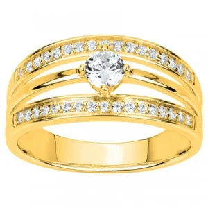 Bague empierrée taille 58 pl.or 3m14k et 35oxydes de zirconium plaqué or jaune