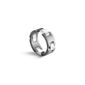 Bague herbelin bijoux taille 62 cap camarat titane dark et acier brosse acier et titane noir