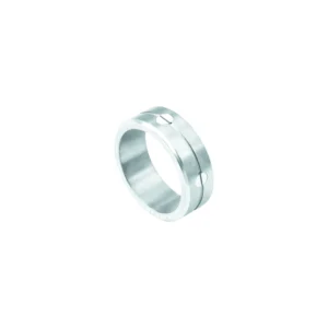 Bague herbelin bijoux taille 62 newport acier brosse gris