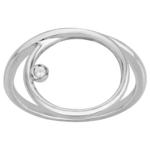 Bague la garçonne diamant empierrée taille 54 argent. 1 diamants. 0,015cts gris rhodié